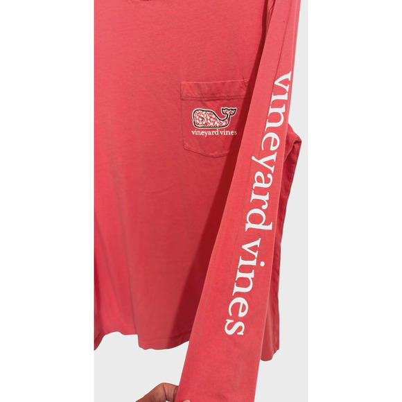 Vineyard Vines Mens Sz M Long Sleeve Lacrosse Tee Shirt Pink Whale EUC - Picture 3 of 7